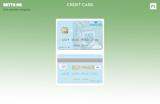 Модерен стил Шаблон за виза за дебитна картичка на Monaco Barclays Bank PLC